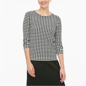 J. Crew Factory Black and White Houndstooth Top in XXS